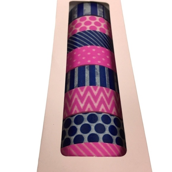 ELUM DESIGNS Washi Paper Tape Decorative Navy Pink 8 Rolls Scrapbooking NWT - Picture 2 of 5